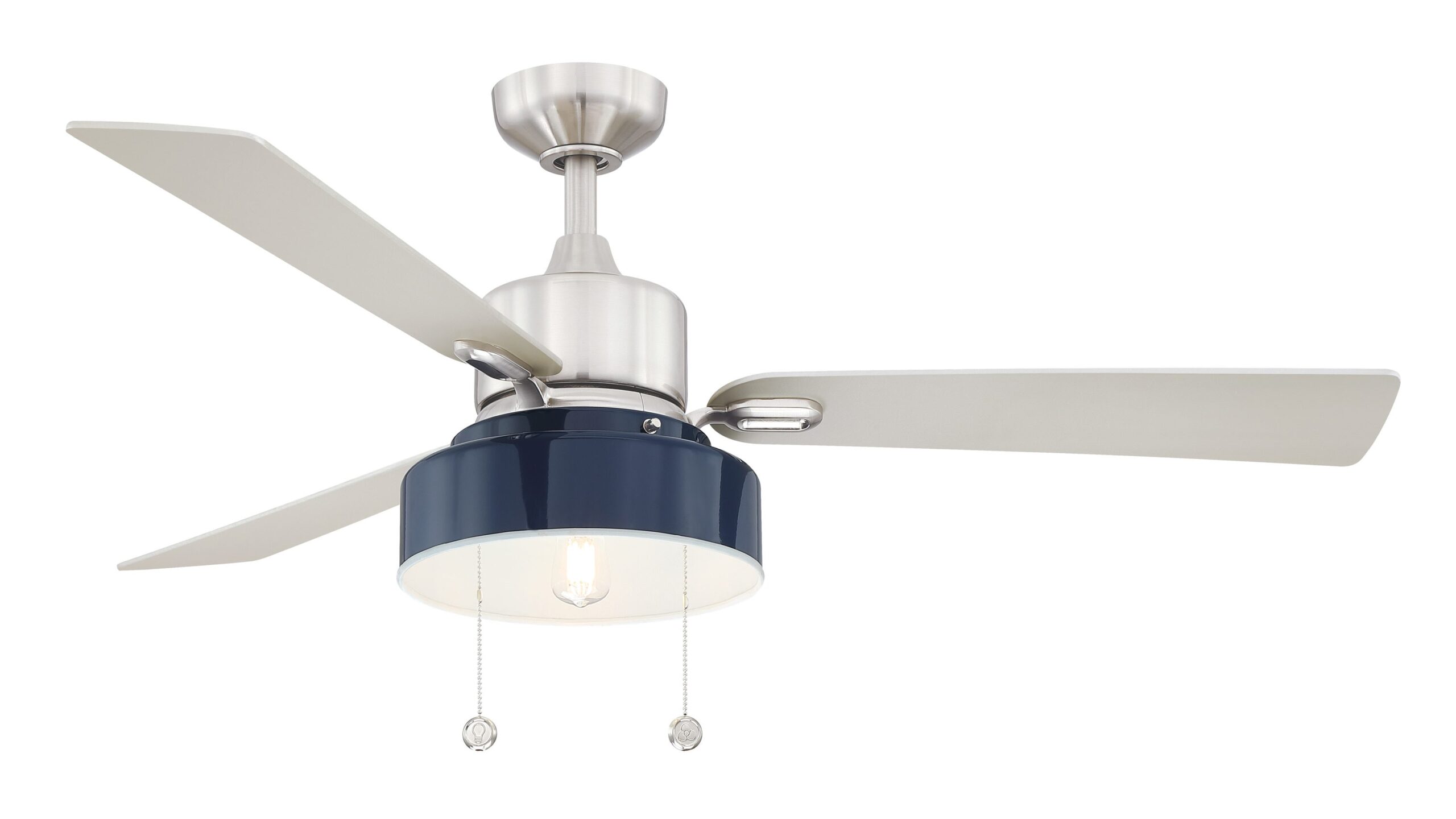 Fanimation Studio Collection Navy 52-in Brushed Nickel LED Indoor Ceiling Fan with Light (3-Blade)