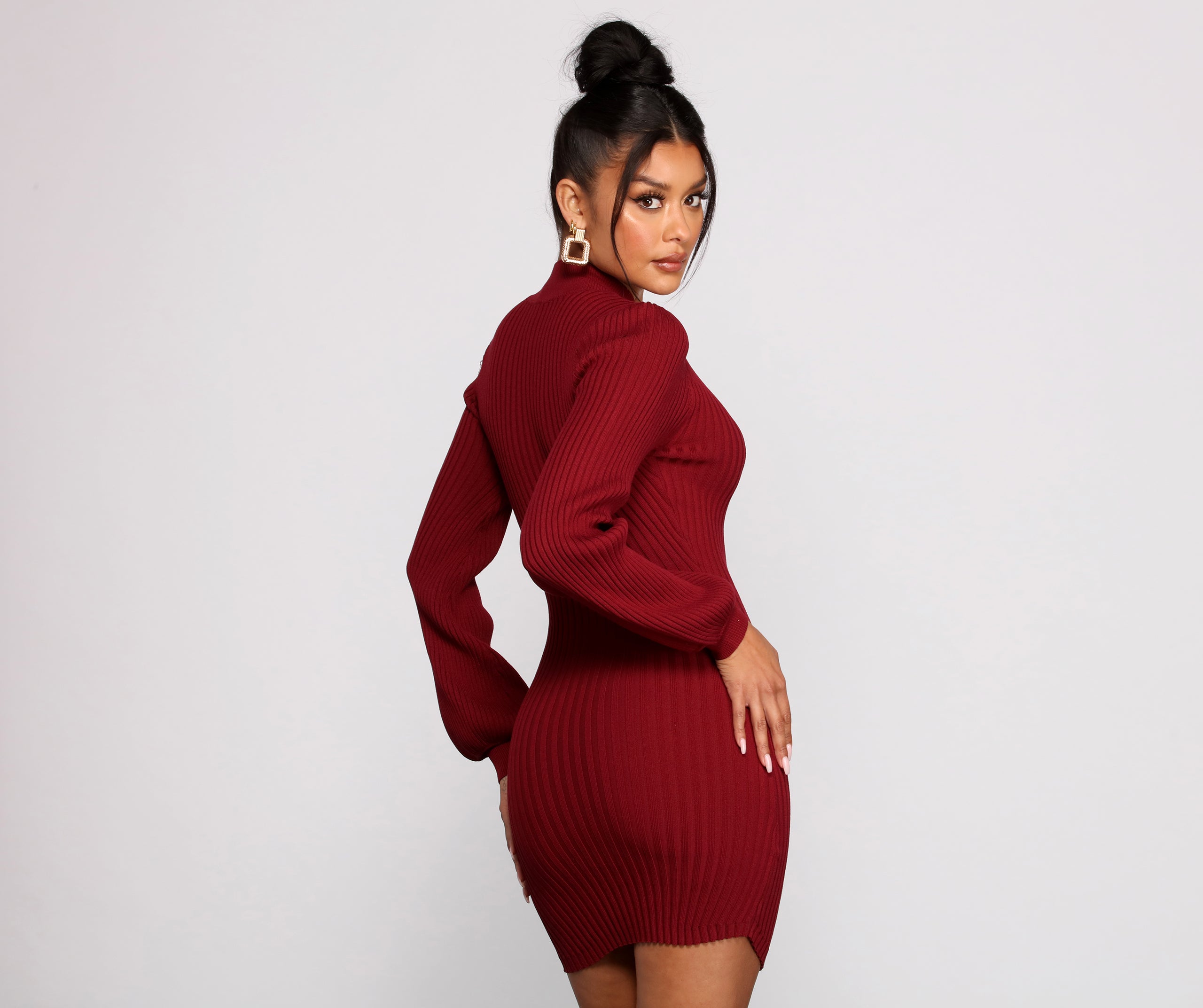 All Dolled Up Ribbed Knit Mini Dress