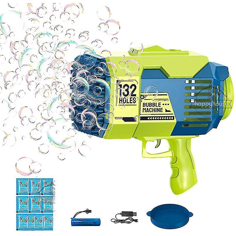 132 Hole Gatling Bubble Machine For Children Racket Launcher Automatic Bazooka Bubble Gun For Kids Soap Bubble Maker Blower Toy