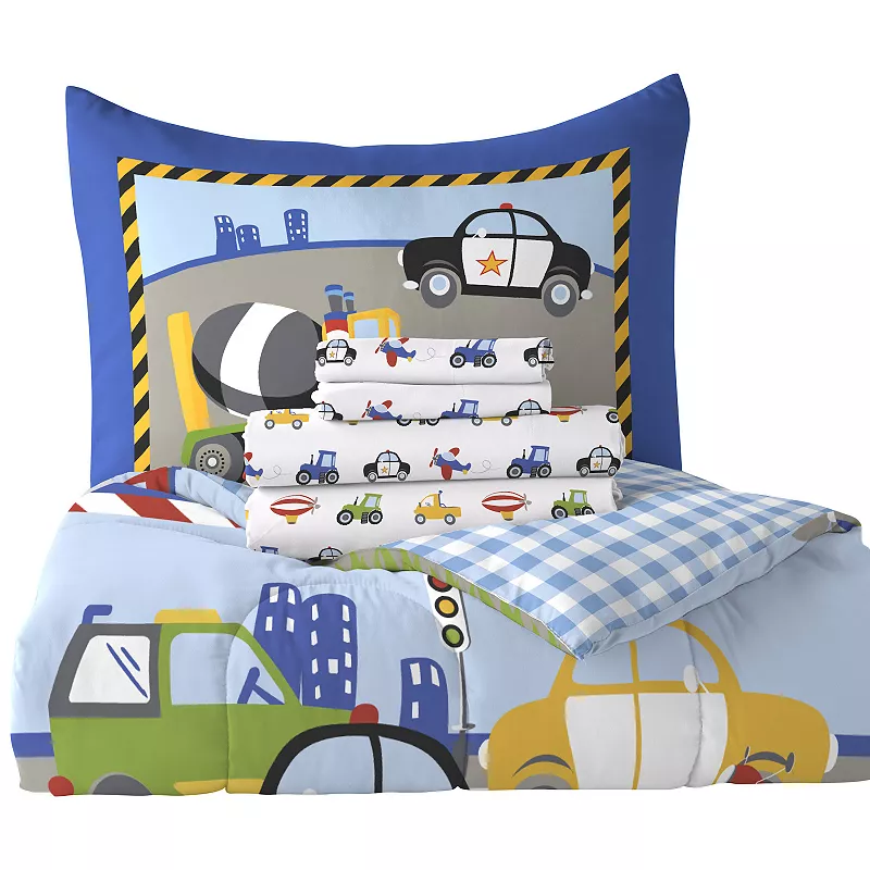 Dream Factory Trucks Tractors and Cars 5-piece Twin Bed Set