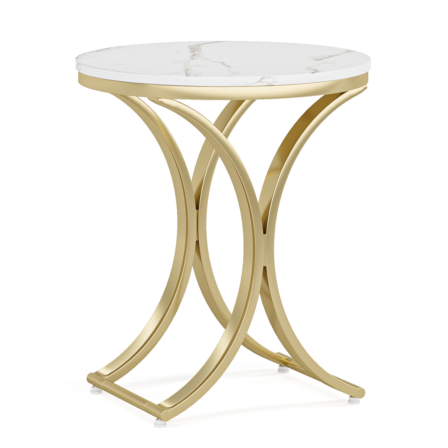 Round End Table Sofa Side Table Small Coffee Table with Metal Frame
