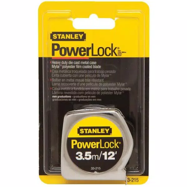 Stanley PowerLock 3.5m/12 ft. x 1/2 in. Tape Measure (Metric/English Scale) and#8211; XDC Depot