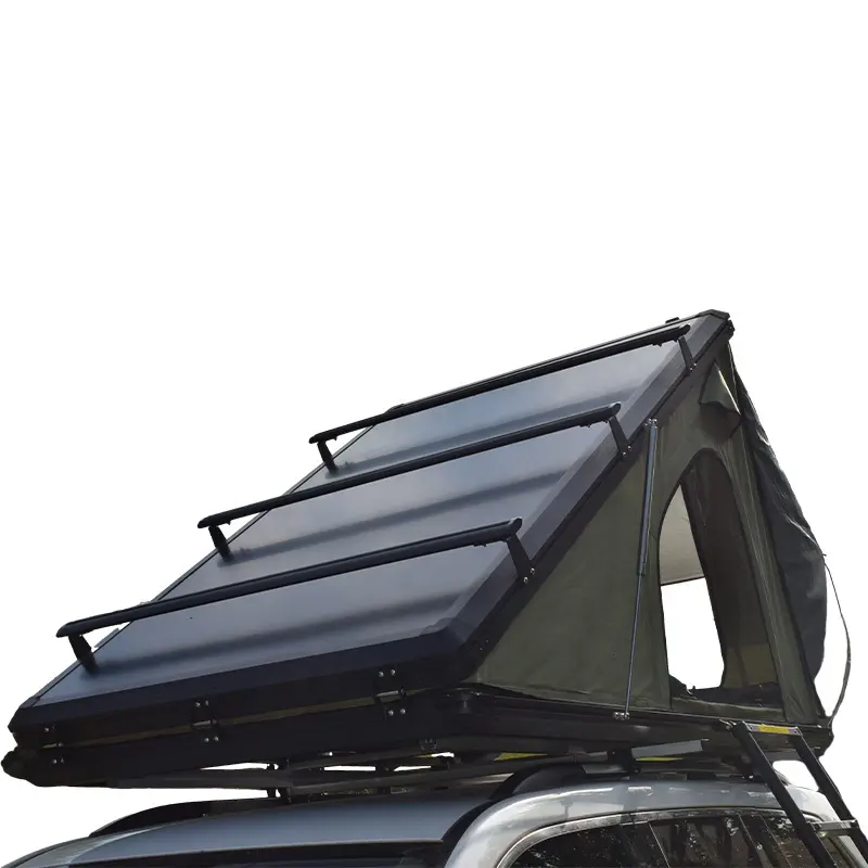 Aluminium Triangle Camping OEM Rooftop Tents 4 Person Green Tent Hardshell RTT Roof Top Tent