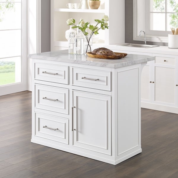 Cutler Faux Marble Top Kitchen Island - - 37398978