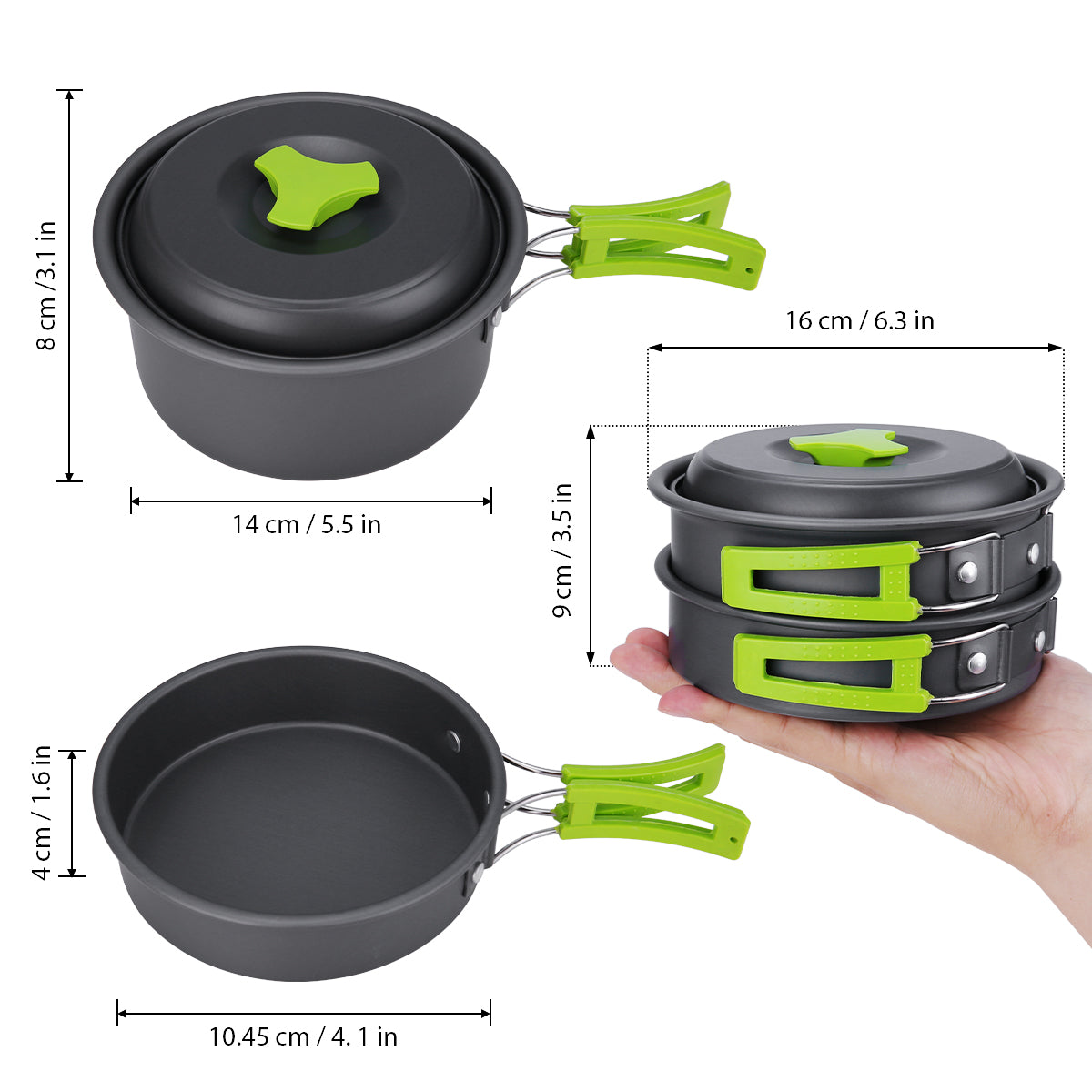Camping Cookware, 15Pcs Backpacking Gear Hiking Outdoors Non Stick Camping Cookware Set 1-2 People Lightweight Compact Durable Pot Pan Bowls