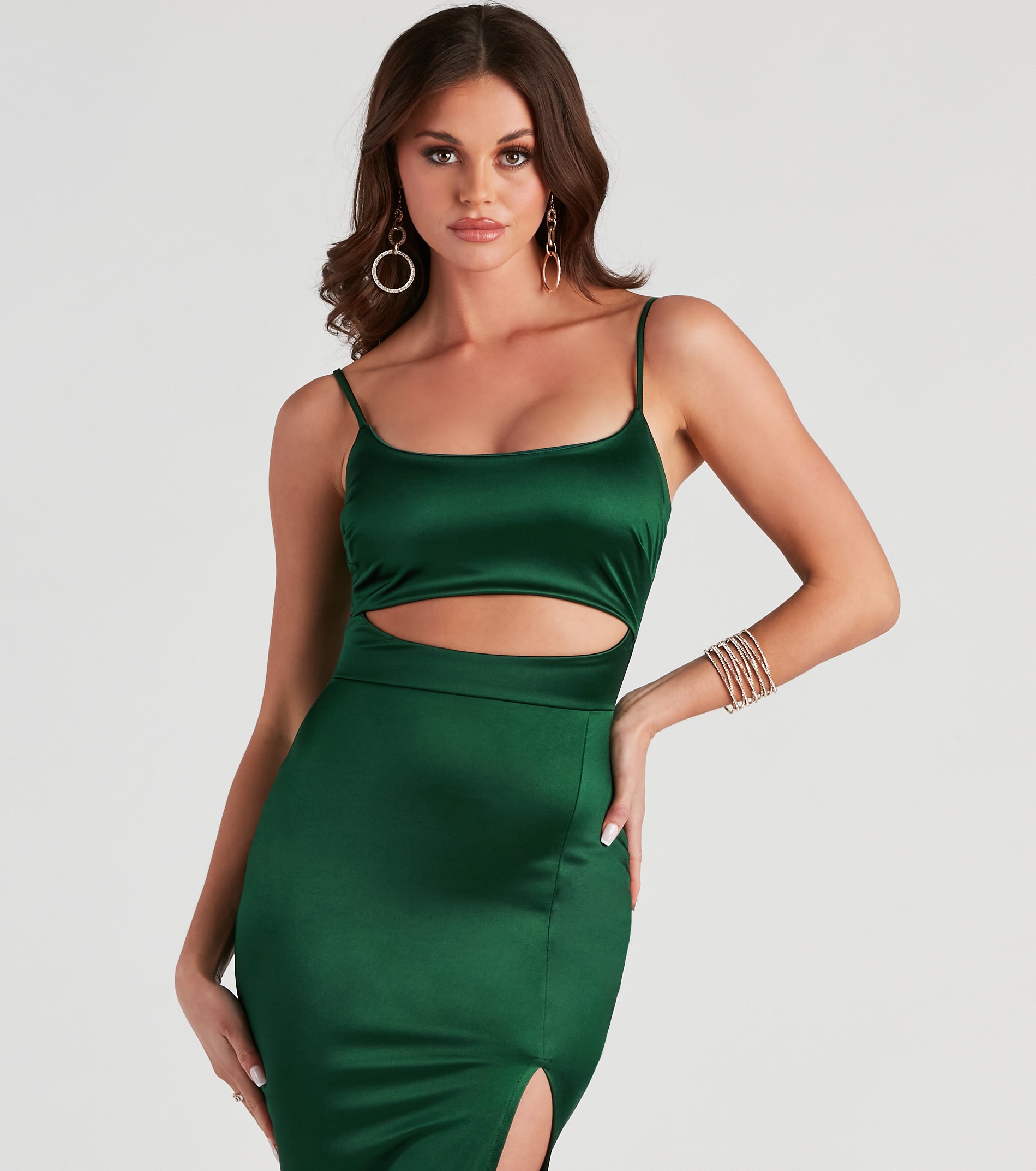 All Eyes On You Satin Midi Dress