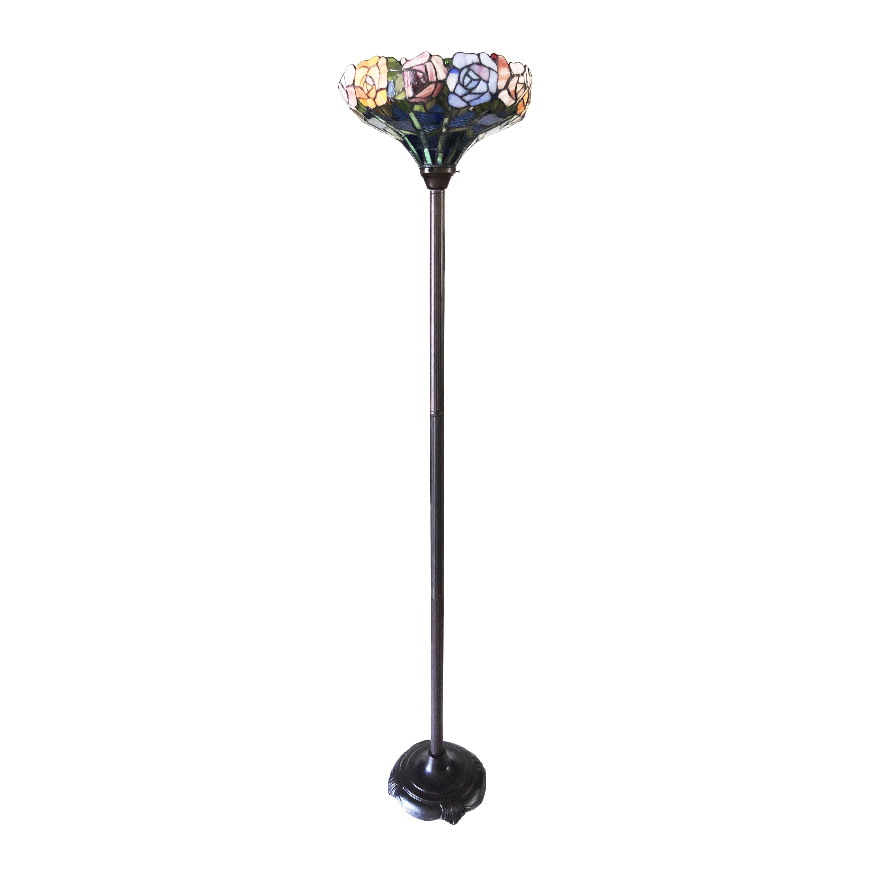 RADIANCE Goods -Style Floral Stained Glass Torchiere Floor Lamp 67" Height