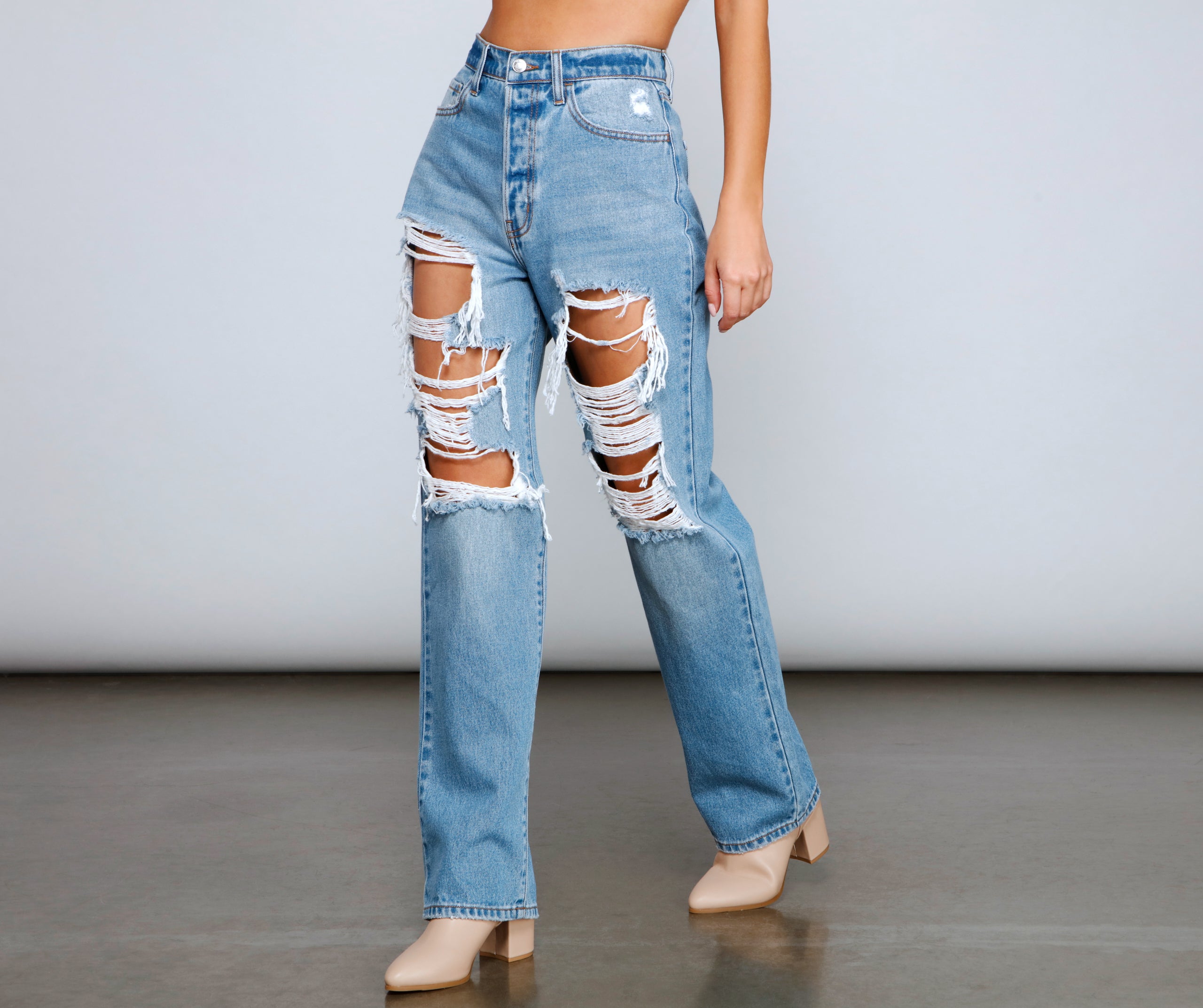 So Extra High Rise Destructed Boyfriend Jeans