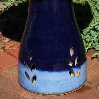 Sunnydaze Decor Classic Dark Blue Ceramic Outdoor Bird Bath， UV/Frost Resistant AP-398