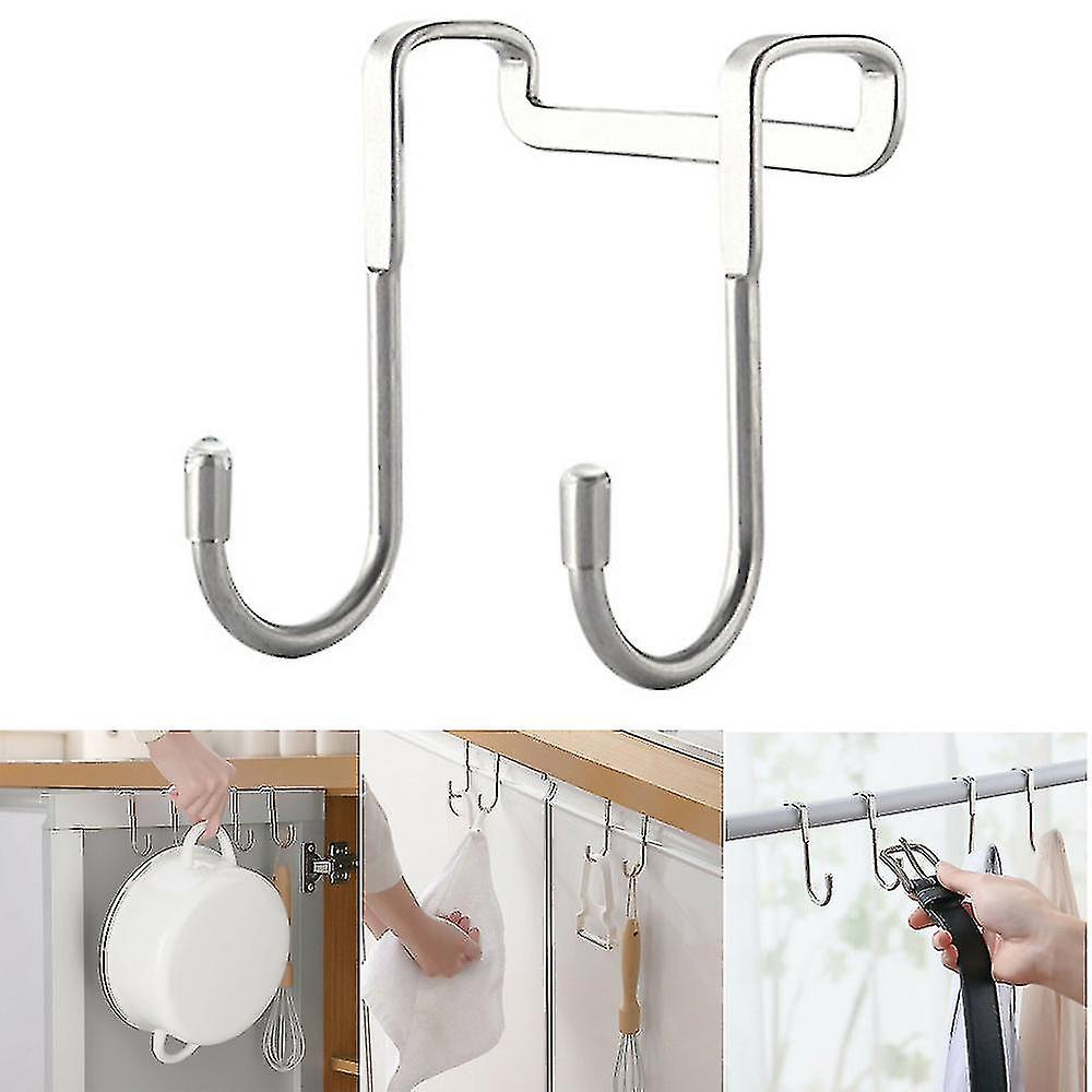 Kitchen And Bathroom Hangers， Cabinet-style Stainless Steel Hooks， Practical Storage Racks Behind The Door