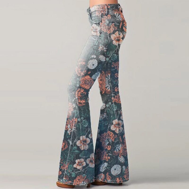 Women's Stylish Floral Print Flared Pants