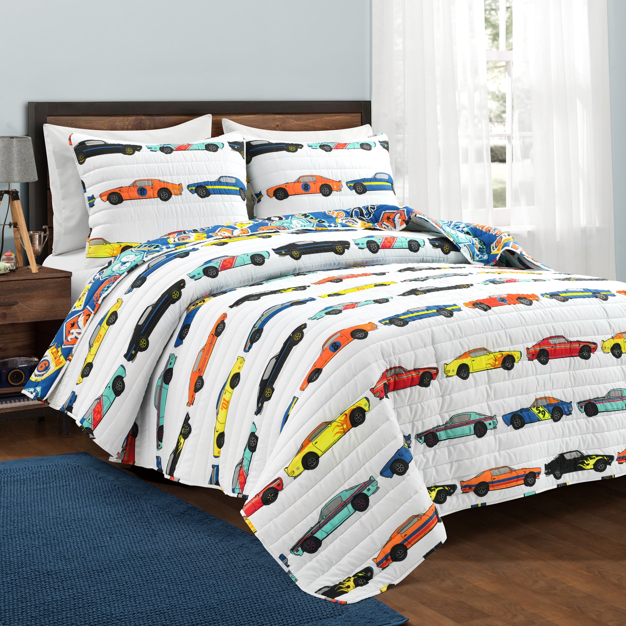 Race Cars Quilt 3 Piece Set Full/Queen Size