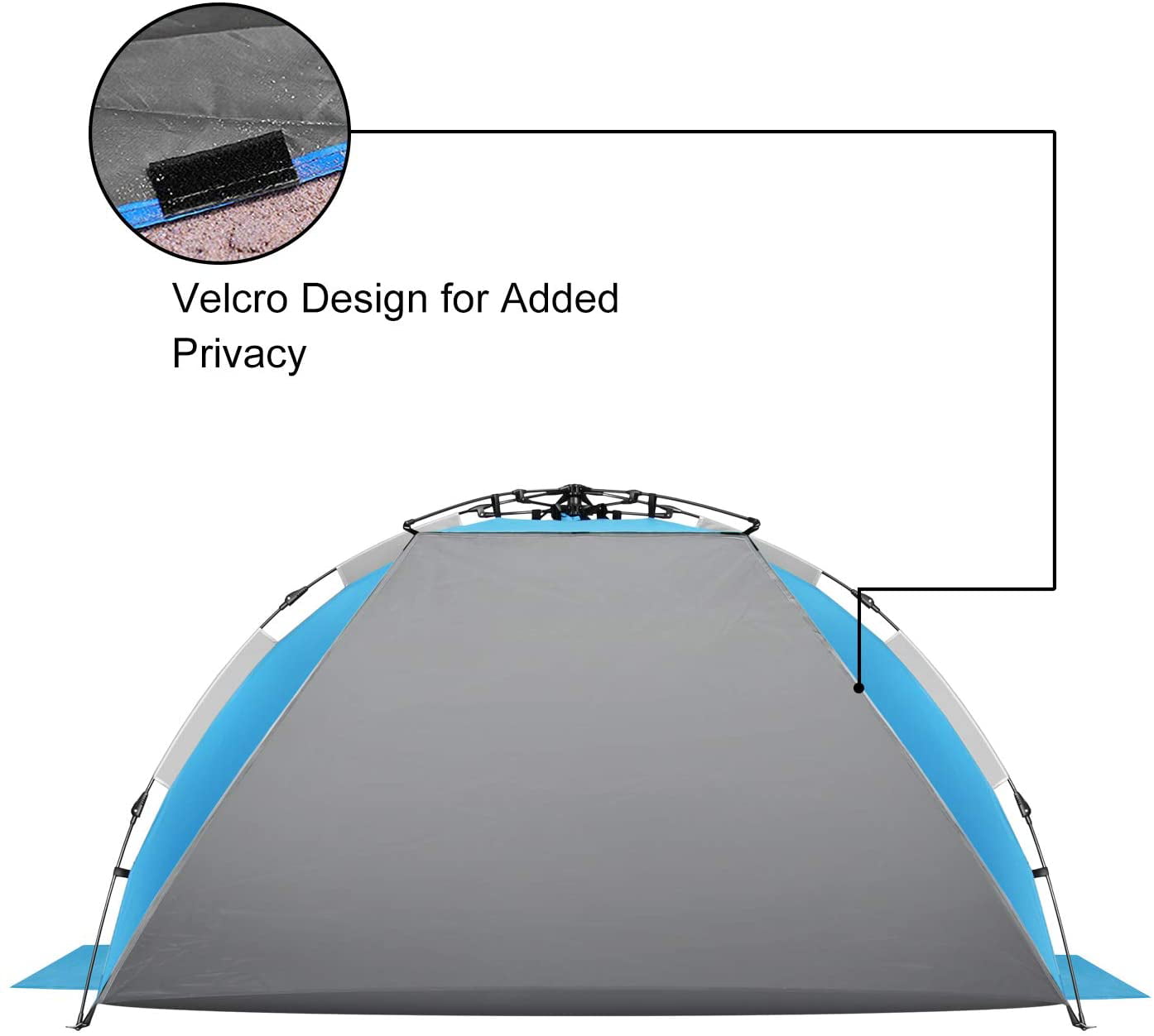 Oileus Beach Tent X-Large 4 Person Tent Sun Shelter， Pop Up Tents， Portable Sun Shade for Beach with Carry Bag， Stakes， 6 Sand Pockets， Anti UV for Fishing Hiking Camping， Waterproof， Windproof， Blue