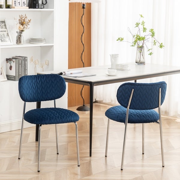 Modern Elegant Velvet Dining Chair Metal Leg Side Chair Accent Chair (Set of 2)