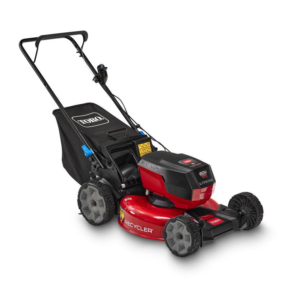Toro 21323 21in. Recycler SmartStow 60-Volt Lithium-Ion Brushless Cordless Battery Walk Behind Push Mower - 4.0 Ah Battery， Charger