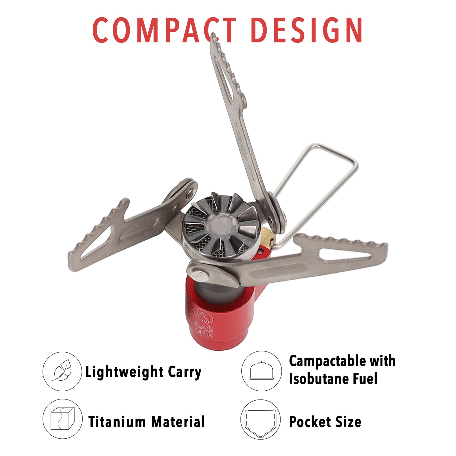 Gas One Camp Stove Backpacking Stove, Titanium Alloy Ultra-Light, 0.05lb Lightest Portable Stove, Pocket Rocket Stove for Backpacking, Hiking, Survival