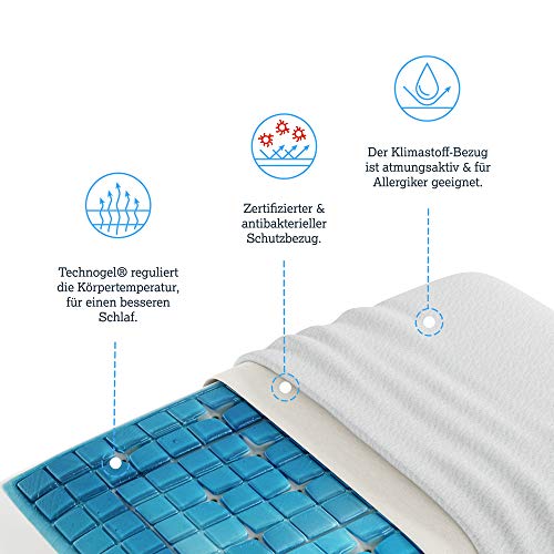 Technogel Deluxe Cooling Gel Pillow - Patented Ergonomic Design For Deeper Sleep - Queen Thick (5.5")