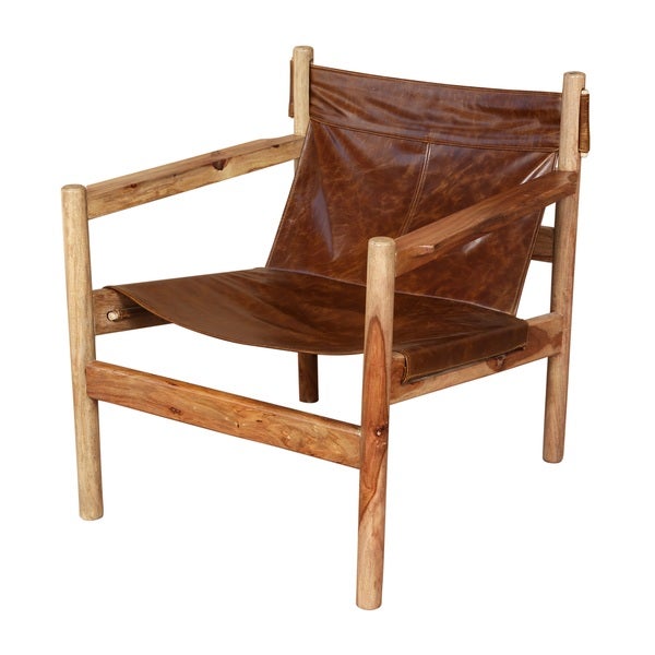 Handmade Wanderloot Genoa Solid Sheesham and Leather Sling Chair (India) - 30