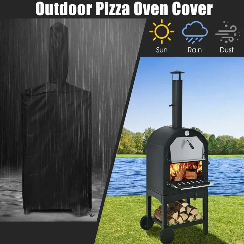 Portable Outdoor Pizza Oven Wood Fire Pizza Maker Grill with Pizza Stone & Waterproof Cover