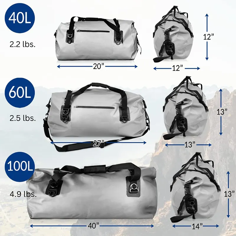 Durable Waterproof PVC Tarpaulin Travel Bag Gym Sports Duffle Bag Luggage Travel Bags For Men Women