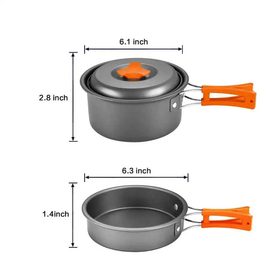 1 Liter Camping Cookware Mess Kit Backpacking Gear   Hiking Outdoors Bug Out Bag Cooking Equipment 10 Piece Cookset Lightweight