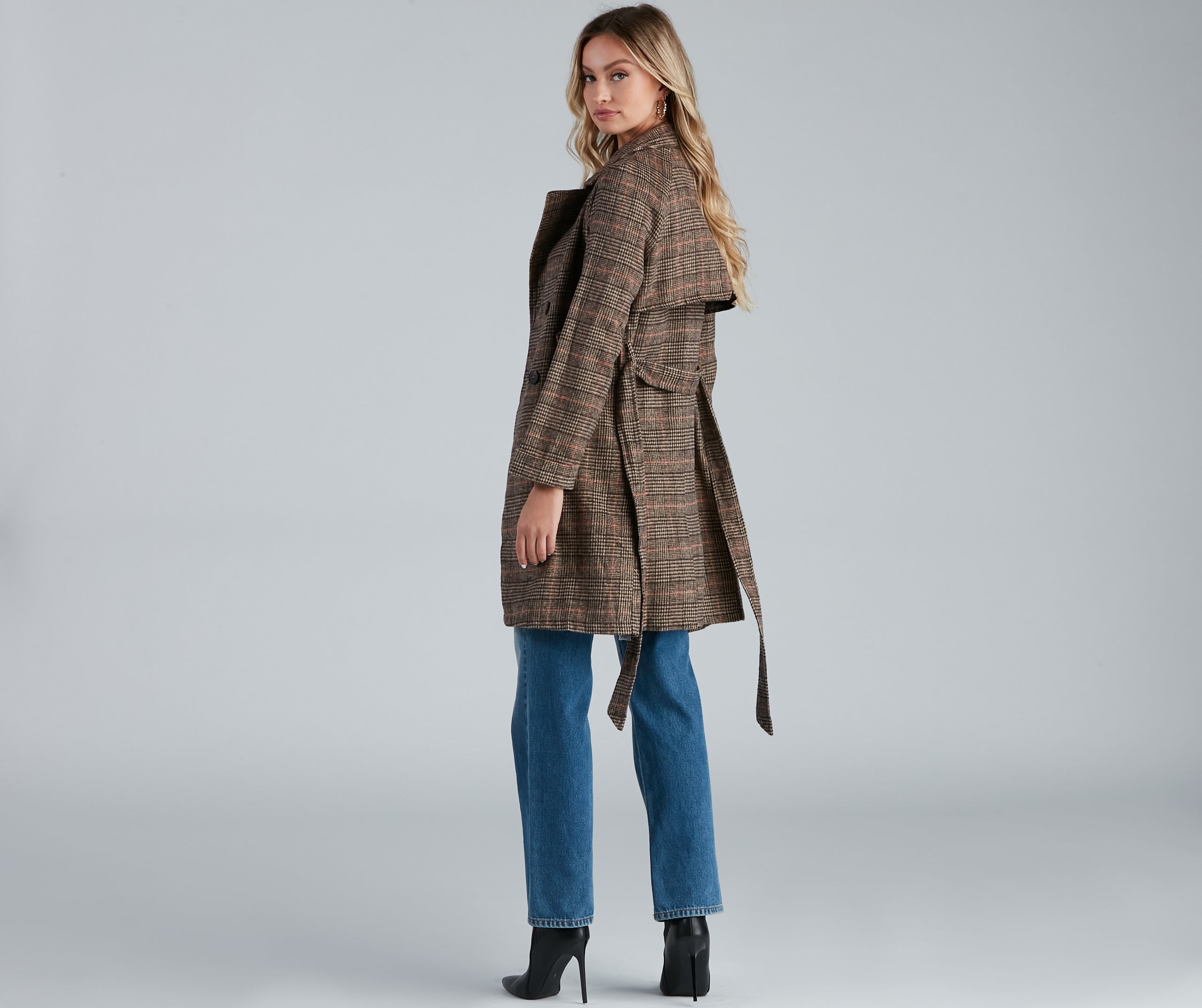 Uptown Plaid Trench Coat