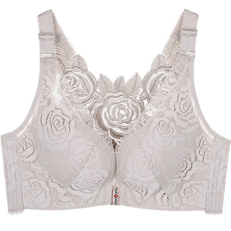 (🔥2022 NEW YEAR PROMOTION🔥) Rose Embroidery Front Closure Wirefree Bra🧡