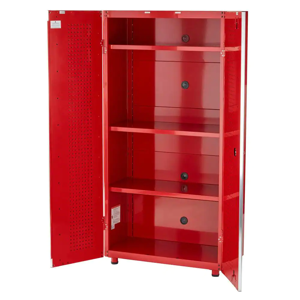 Husky G3602TR-US Ready-to-Assemble 24-Gauge Steel Freestanding Garage Cabinet in Red (36 in. W x 72 in. H x 18 in. D)