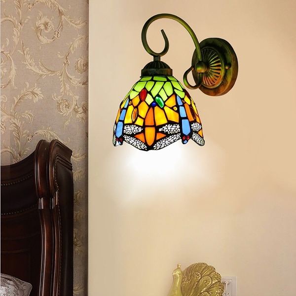  Style Wall Lamp Stained Glass Armed Wall Sconces