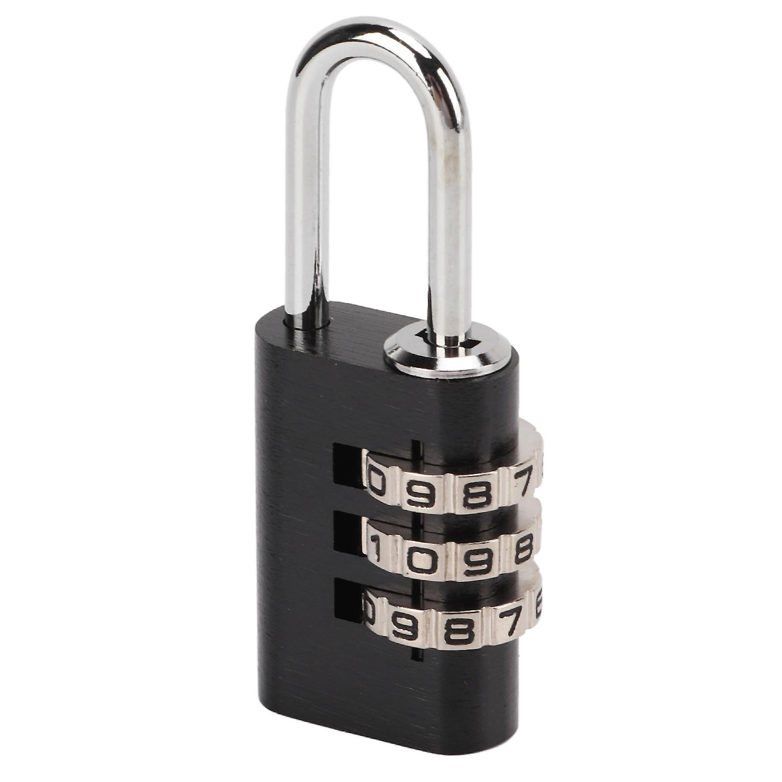 3 Digits Security Combination Padlock Black Solid Aluminum Alloy For Gym Locker Cabinet Toolbox Luggagesmall Padlock
