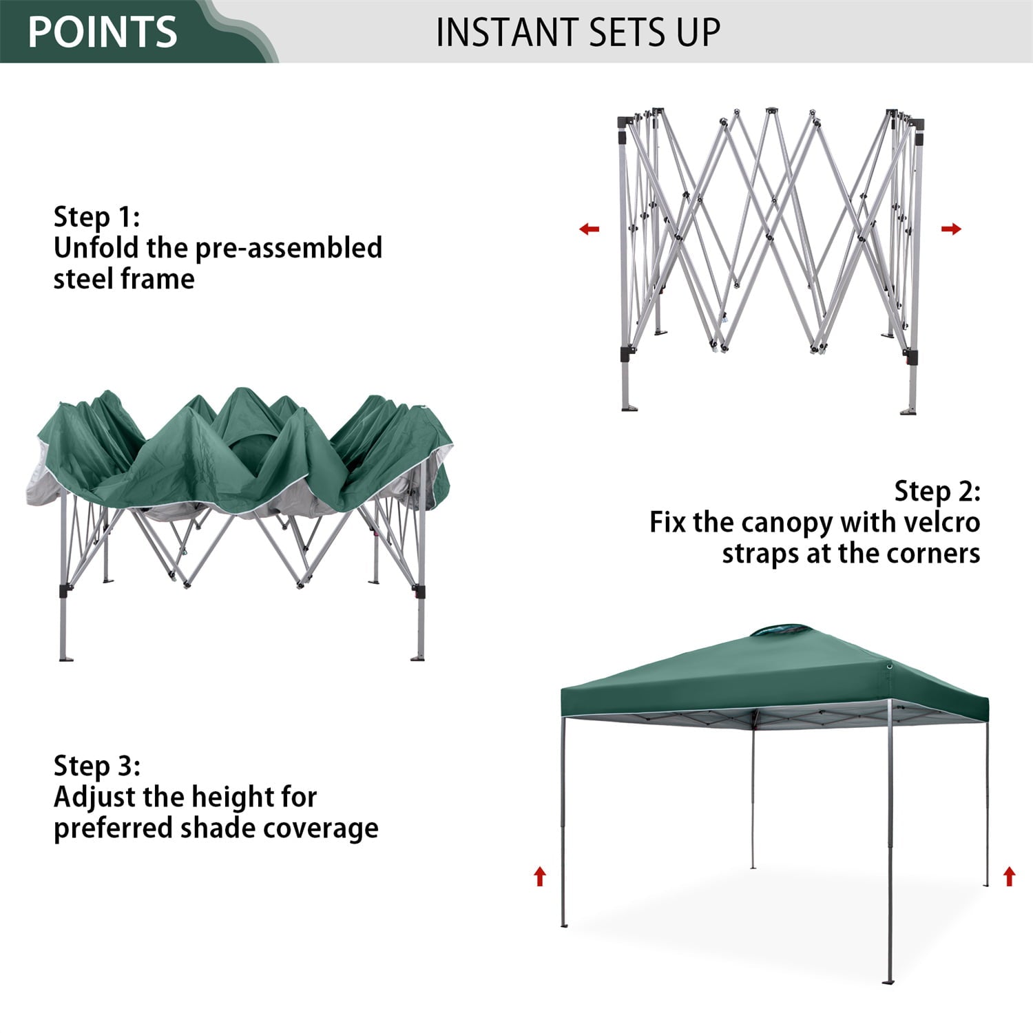 MF Studio 10x10ft Pop-up Canopy Tent Straight Legs Instant Canopy for Outside with Wheeled Bag - Green