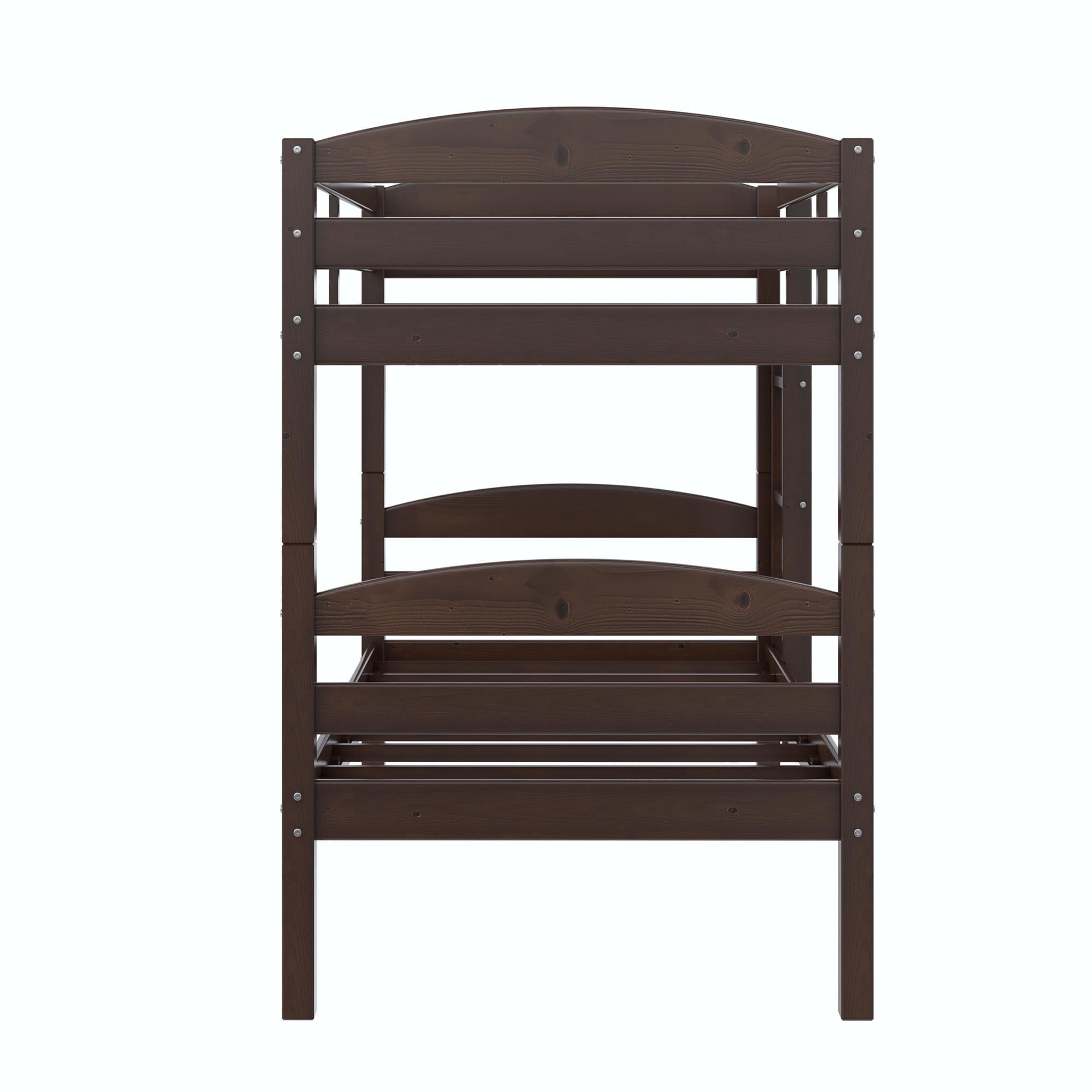 Better Homes & Gardens Leighton Solid Wood Twin-over-Twin Convertible Bunk Bed, Mocha