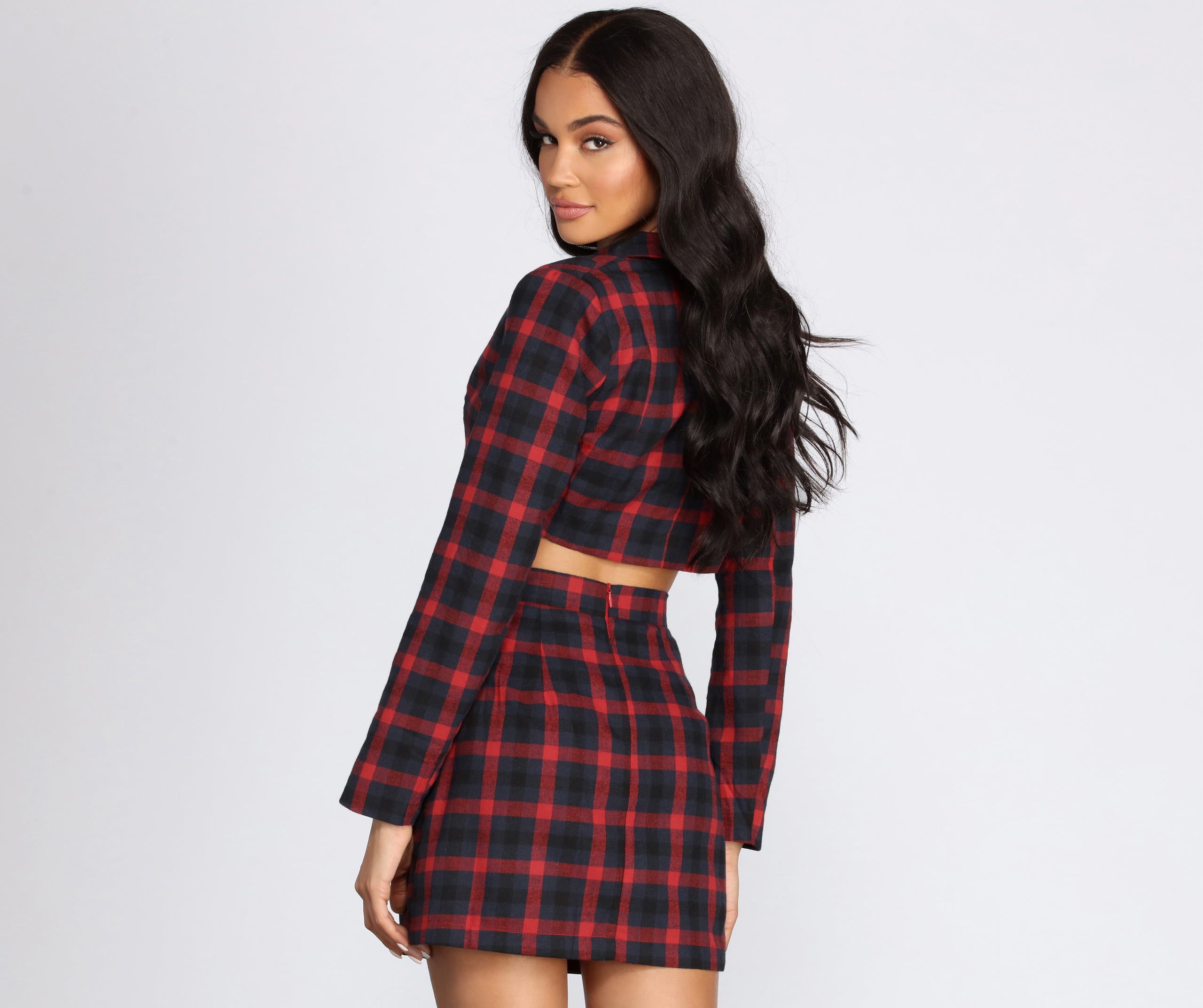 Preciously Plaid Cropped Blazer