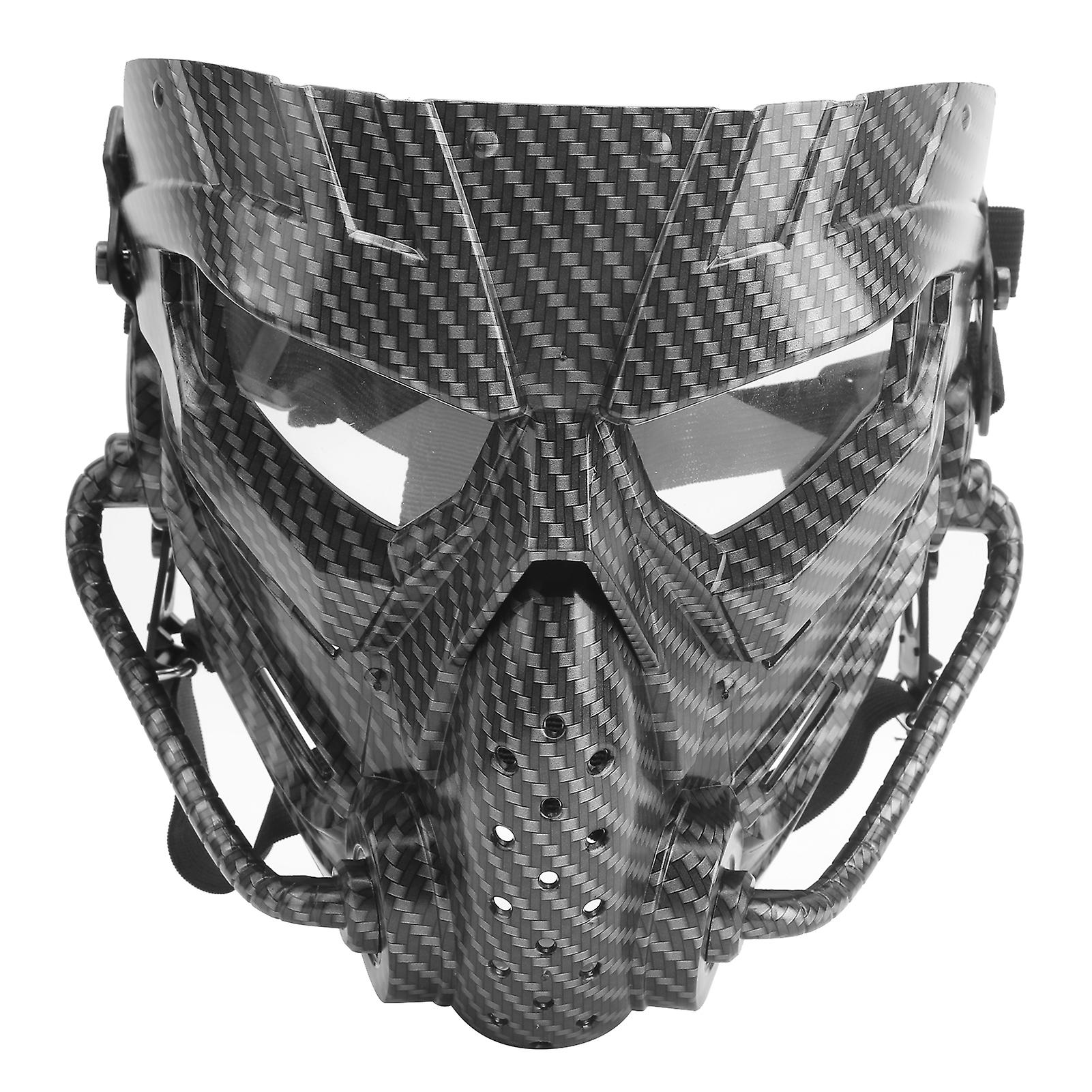 Full Face Guard W/goggles Protection Detachable Carbon Fiber Texture For Cs Game Outdoor Activities