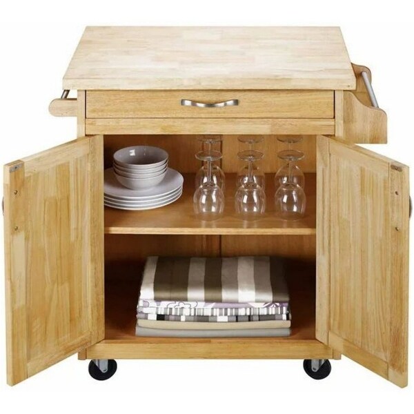 Kitchen Island Cart with Drawers and Storage Rack - - 37033113
