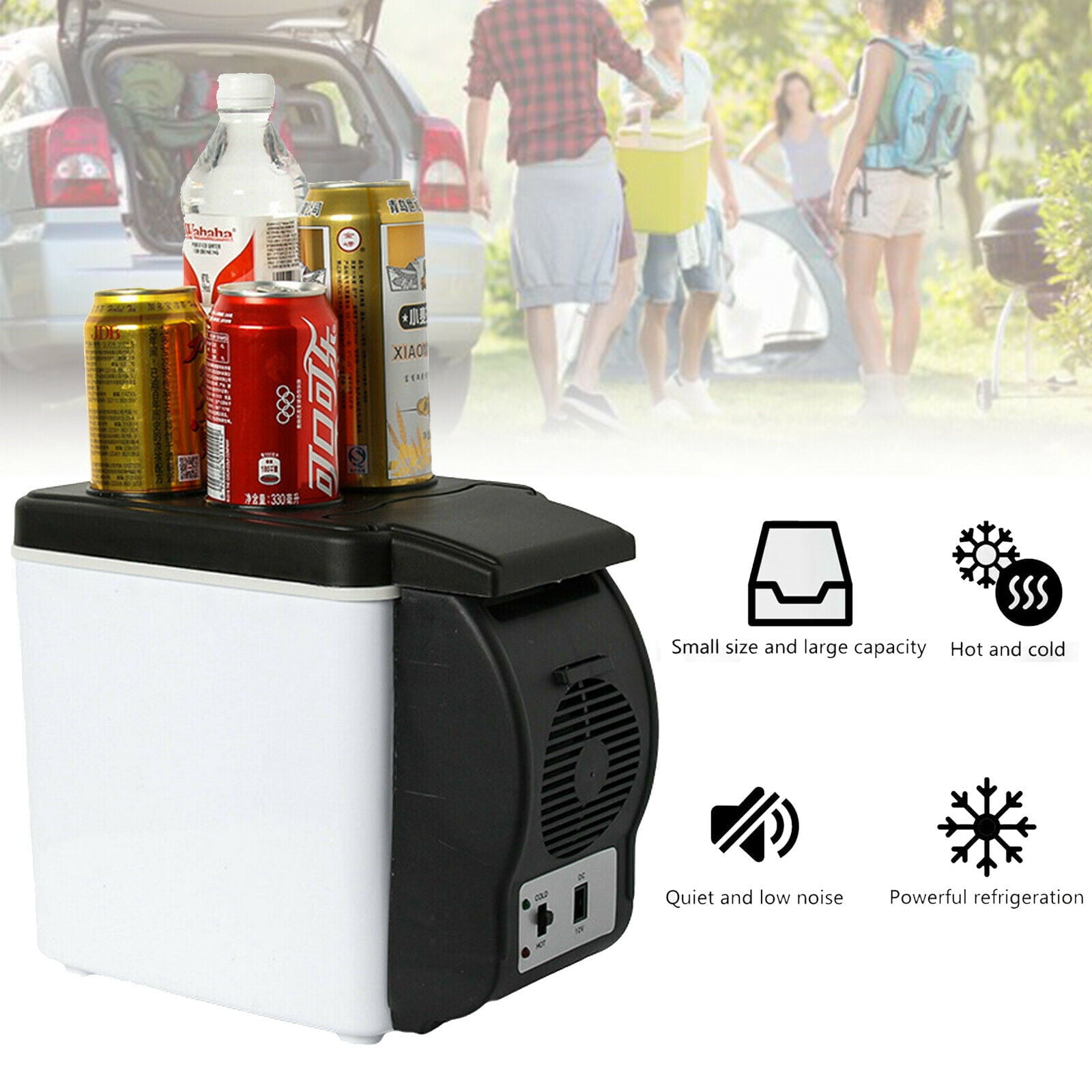 Anqidi 6L Portable Car Refrigerator, Vehicle Warmer Cooler Electric Fridge Freezer for Driving Camping Travel Fishing Home 12V 38W