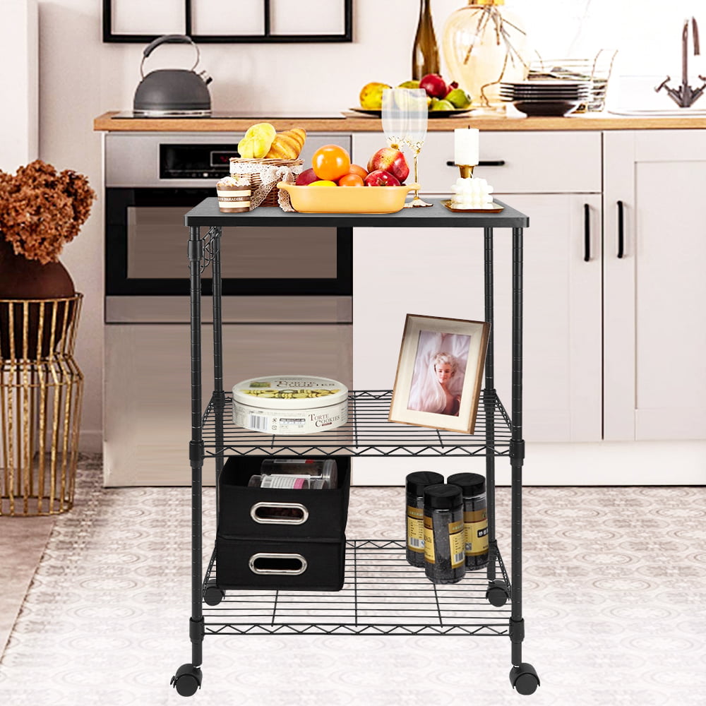 SESSLIFE 3 Tiers Kitchen Storage Cart， Kitchen Island， Oven Stand Coffee Bar， Multifunctional Workstation for Kitchen， Living Room