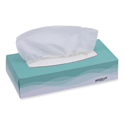 Windsoft Facial Tissue， 2 Ply， White， Flat Pop-Up Box， 100 Sheets/Box， 30 Boxes/Carton (2360)