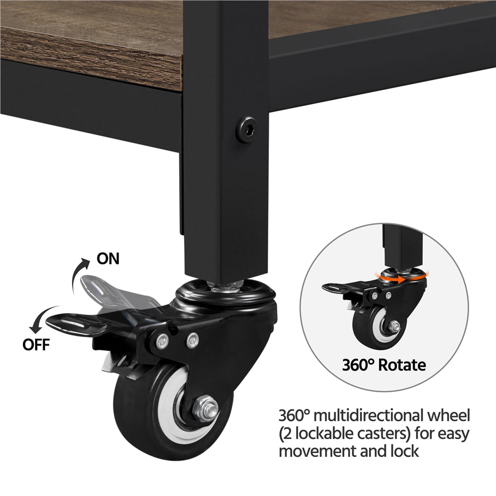 Topeakmart 3-Tier Rolling Kitchen Cart Kitchen Island Microwave Oven Stand with Large Worktop