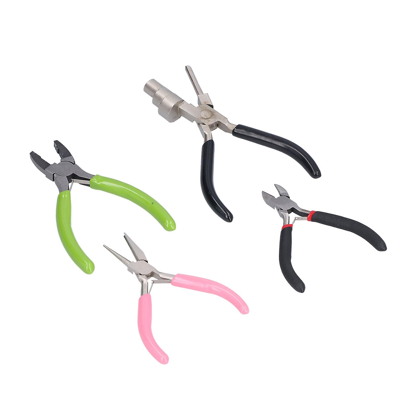4pcs Jewelry Pliers High Carbon Steel Diagonal Bail Making Pliers Hand Crimping Winding Tools