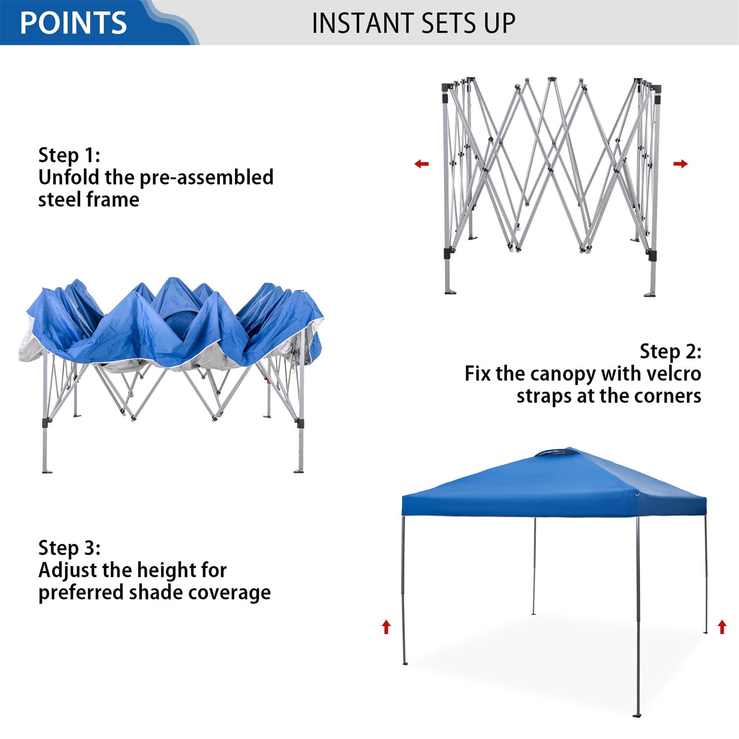 MF Studio 10x10ft Pop-up Canopy Tent Straight Legs Instant Canopy for Outside with Wheeled Bag - Blue