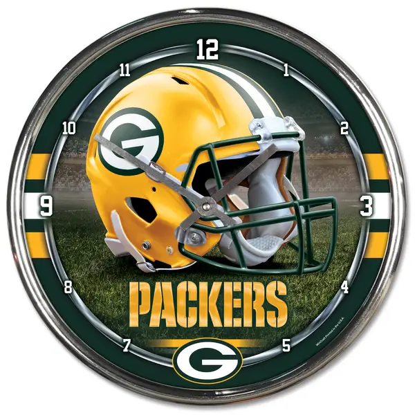 NFL Green Bay Packers Round Chrome Clock