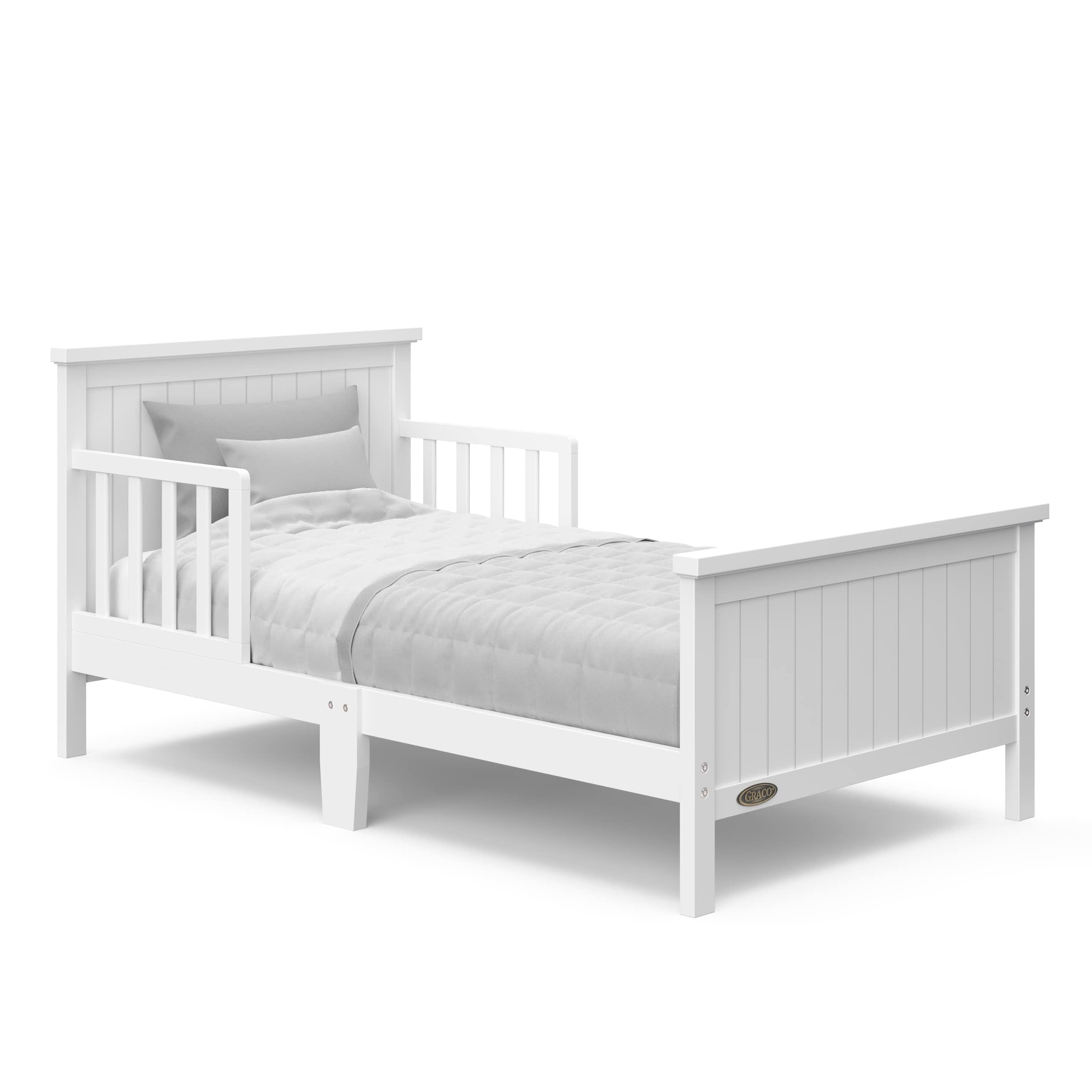 Graco Bailey Wood Single Toddler Kids Bed, Guardrails Included White