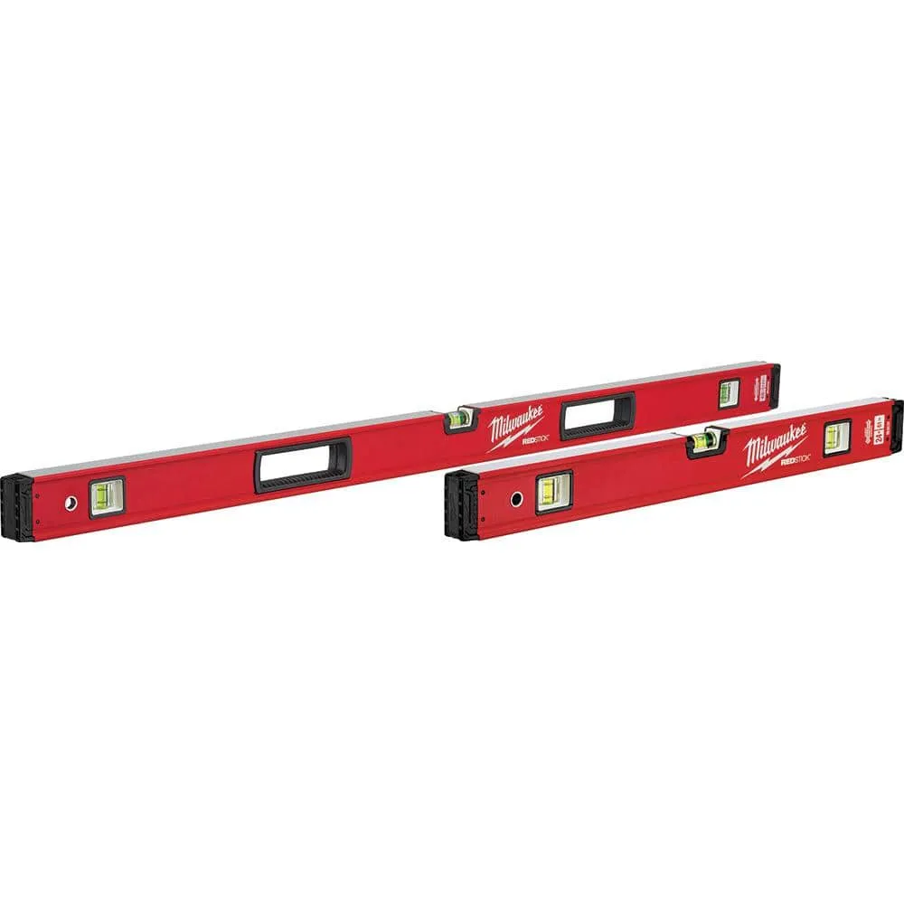 Milwaukee 10 in. /24 in. /48 in. /78 in. REDSTICK Magnetic Box and Torpedo Level Set MLBXCM78