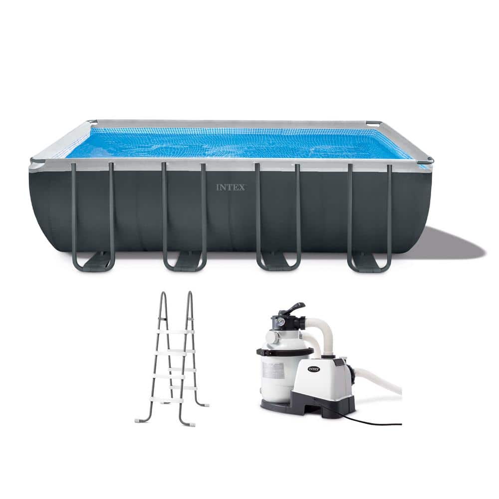 Intex Ultra 18 ft. x 9 ft. x 52 in. XTR Rectangular Frame Swimming Pool Set with Pump Filter 26355EH