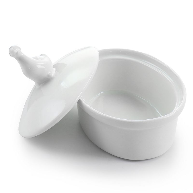 Gibson Home 5.7 Inch Oval Ceramic Goose Container with Lid in White