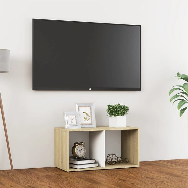 TV Cabinet White and Sonoma Oak 28.3