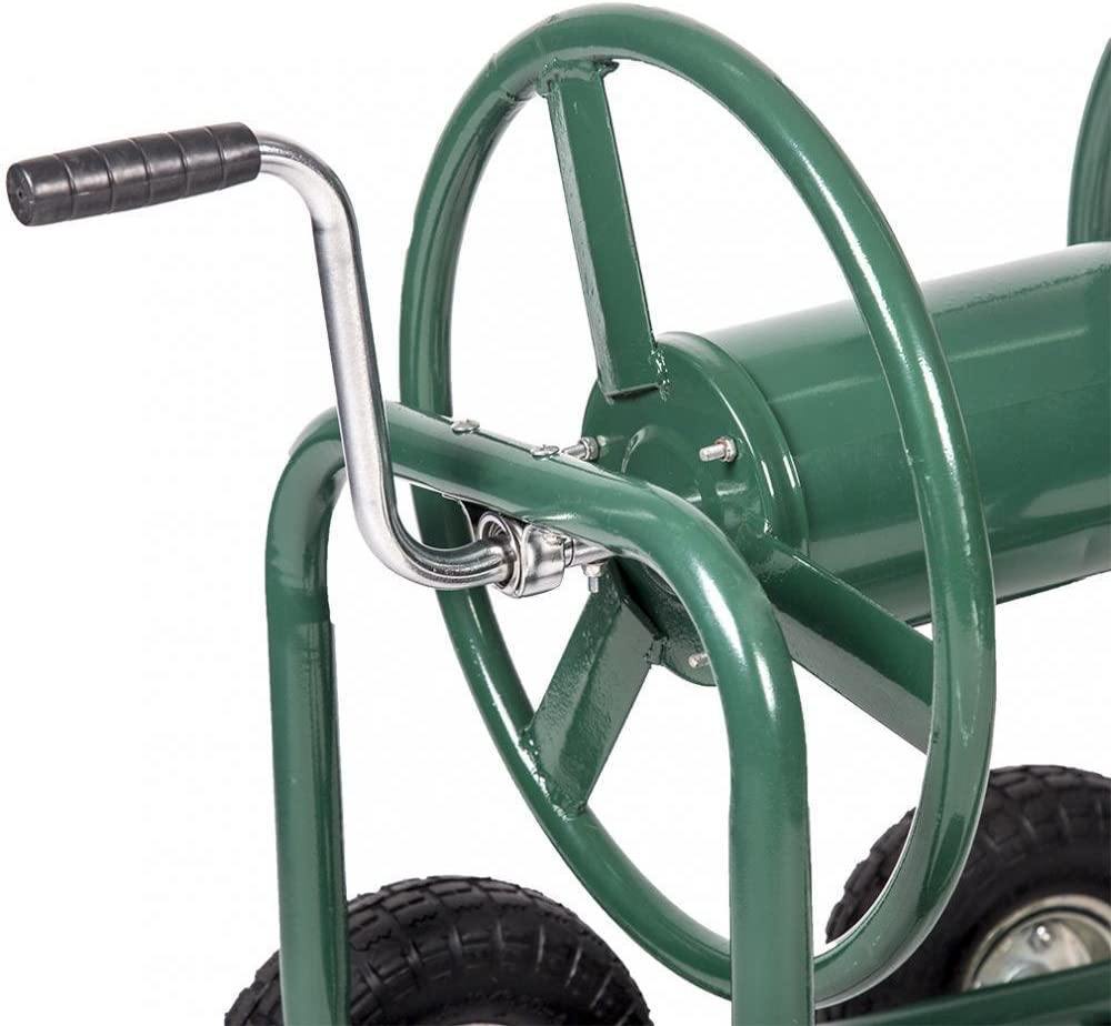 YRLLENSDAN Garden Hose Reel Cart with Wheels， Holds 300-Feet of 5/8