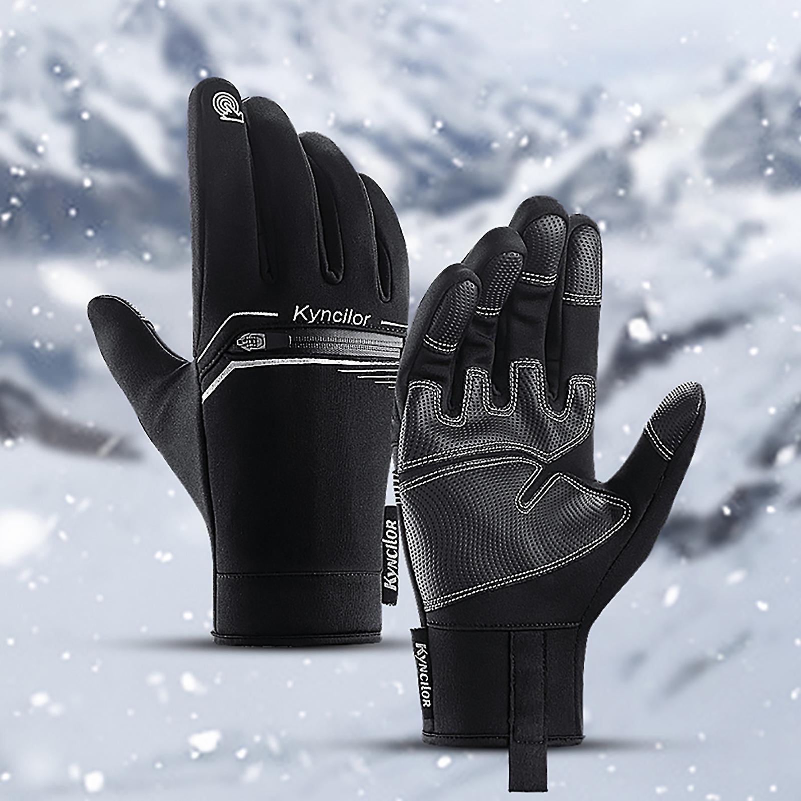 Winter Men Women Cycling Gloves Windproof Waterproof Anti-slip Touchscreen Warm Fleece Full Finger Bicycle Skiing Gloves