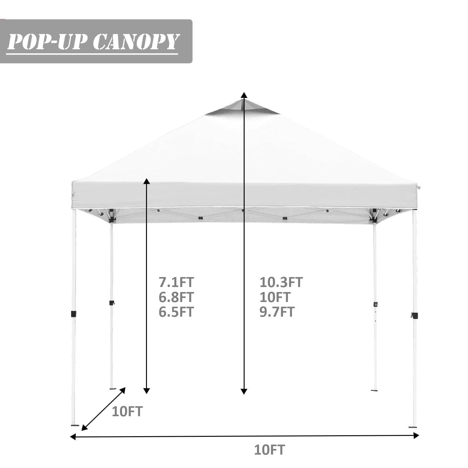 Outdoor Basic 10' x 10' Pop up Canopy Tent Outside Canopy, One Push Tent Canopy with Wheeled Carry Bag, Extra 8 Stakes and 4 Ropes, White